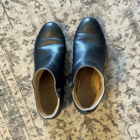 SOUL Naturalizer Boots Women's Size 7 Black Calm Booties Zipper Block Heel - Picture 4 of 9